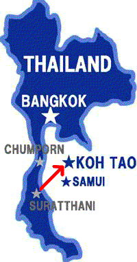 タイ各都市からタオ島へルートマップ